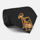 Elegante zwarte stropdas met Arjuna afbeelding (Opgerold)