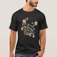 Elegante Zwarte T-Shirt met Bloem Motief in Lijnku