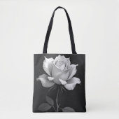 Elegante zwarte tas met witte roos (Voorkant)