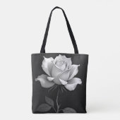 Elegante zwarte tas met witte roos (Achterkant)