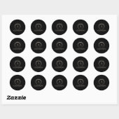 Elegante Zwarte Taupe Monogramnaam Ronde Sticker (Vel)