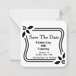 Elegante Zwarte Traditionele Save the Date Trouw Notitiekaartje