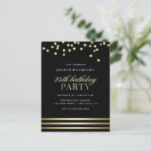 Elegante zwarte trendy Confetti Glossy Verjaardag Uitnodiging Briefkaart (Staand voorkant)