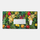 Elegante zwarte tropische bladeren vruchten patroo bureaumat (Keyboard & Muis)