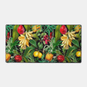 Elegante zwarte tropische bladeren vruchten patroo bureaumat (Voorkant)