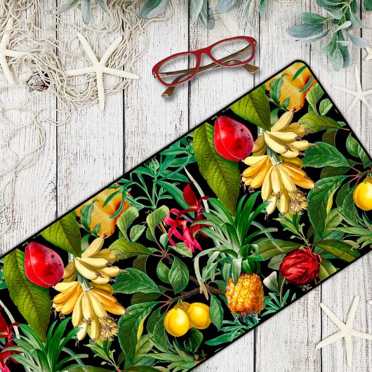 Elegante zwarte tropische bladeren vruchten patroo bureaumat