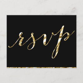 Elegante zwarte trouw-RSVP-briefkaarten Uitnodiging Briefkaart