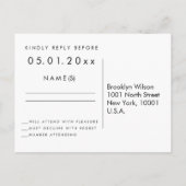Elegante zwarte trouw-RSVP-briefkaarten Uitnodiging Briefkaart (Achterkant)