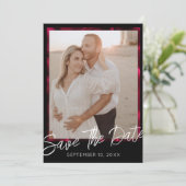 Elegante zwarte trouwfoto Save the Date Kaart (Staand voorkant)