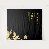  elegante zwarte trouwfotocabine achtergrond wandkleed (Voorkant (horizontaal))