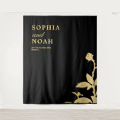  elegante zwarte trouwfotocabine achtergrond wandkleed (Voorkant)