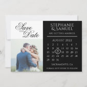 Elegante zwarte trouwkalender foto save the date (Voorkant)