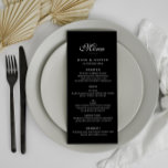 elegante zwarte trouwmenukaart menu<br><div class="desc">eenvoudig zwart-wit ontwerp. De kleur en de tekst kunnen worden gepersonaliseerd.</div>