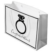 Elegante zwarte trouwring gefeliciteerd groot cadeauzakje (Achterkant Gekanteld)