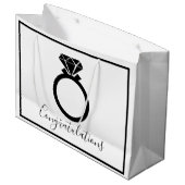 Elegante zwarte trouwring gefeliciteerd groot cadeauzakje (Voorkant Gekanteld)