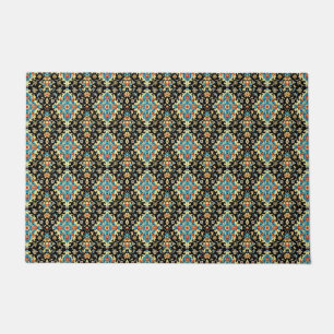 Elegante zwarte turquoise arabesk deurmat