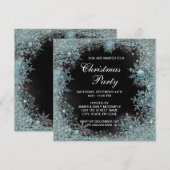 Elegante Zwarte Turquoise Sneeuwvlok Kerstfeest Pa Kaart (Voorkant / Achterkant)