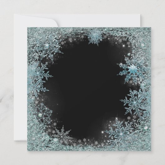 Elegante Zwarte Turquoise Sneeuwvlok Kerstfeest Pa Kaart (Achterkant)