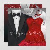 Elegante zwarte Tuxedo rode jurk partij Kaart (Voorkant / Achterkant)
