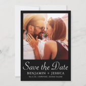 Elegante Zwarte Twee Foto Trouwen Save the Date (Voorkant)
