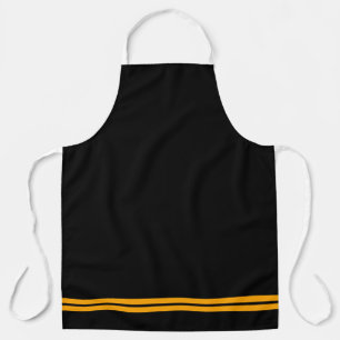 Elegante zwarte Twin Gouden Gele Racing Stripes Schort