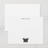 Elegante zwarte  typemachine plat notitiekaartje (Voorkant / Achterkant)