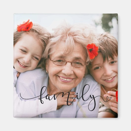 Elegante zwarte typografie | Aangepaste familiefot Magneet (Voorkant)