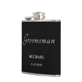 Elegante zwarte typografie Bruidsjonkers Trouwfees Heupfles (Links)