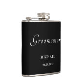 Elegante zwarte typografie Bruidsjonkers Trouwfees Heupfles (Rechts)