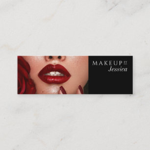 Elegante Zwarte Typografie Foto Make-up Mini Visitekaartje