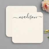 Elegante zwarte typografie kalligrafie vrouwelijk notitiekaartje