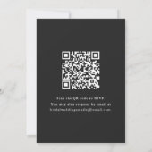 Elegante zwarte typografie QR-code bruidsfeest Kaart (Achterkant)