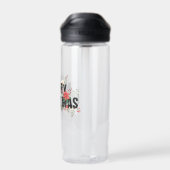 Elegante zwarte typografie Vrolijk kerstfeest Waterfles (Achterkant)