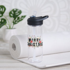 Elegante zwarte typografie Vrolijk kerstfeest Waterfles