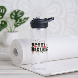 Elegante zwarte typografie Vrolijk kerstfeest Waterfles