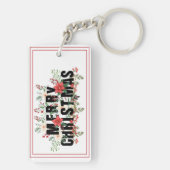 Elegante zwarte typografie Vrolijk Kerstmis Diep E Sleutelhanger (achterkant)