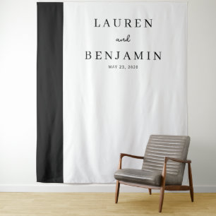 Elegante Zwarte Typografische Banner Wandkleed