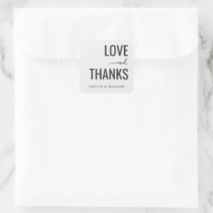 Elegante Zwarte Typografische Dankbaarheid Vierkante Sticker