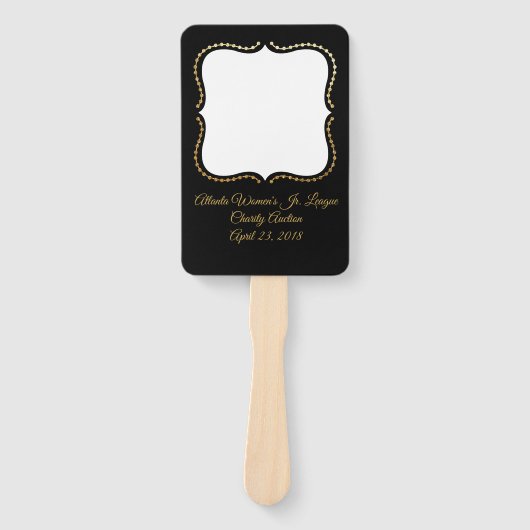 Elegante zwarte veilingpeddel handwaaier (Voorkant)