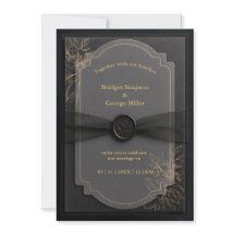 elegante Zwarte Vellum Trouw Bloemrijke Luxe Lagen