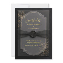 elegante Zwarte Vellum Trouw Bloemrijke Luxe Lagen