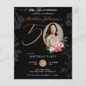 Elegante zwarte verrassing 50e verjaardag uitnodig (Voorkant)