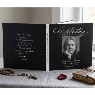 Elegante zwarte viering van het leven herdenkings- gastenboek