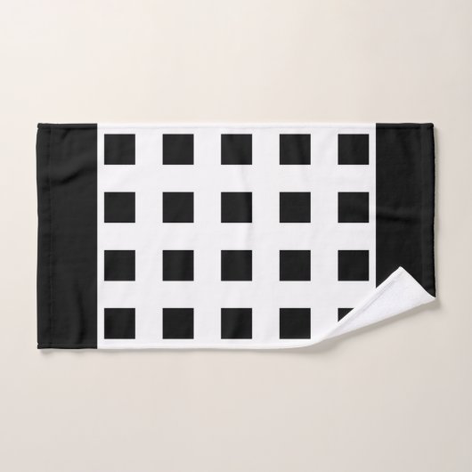 Elegante zwarte vierkanten op zwart & wit bad handdoek (Handdoek)