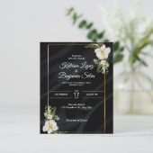 Elegante zwarte vintage bruiloft uitnodiging (Staand voorkant)