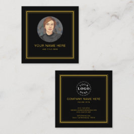 Elegante zwarte visitekaartje met M Gold Script Contactkaartje