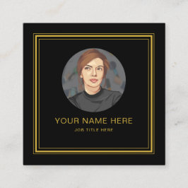 Elegante zwarte visitekaartje met M Gold Script Contactkaartje