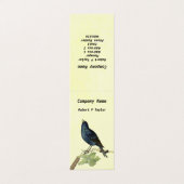 Elegante zwarte vogel op tak rups geel visitekaartje (Buitenkant ongevouwen)