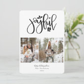 Elegante zwarte vreugdevolle foto feestdagenkaart (Staand voorkant)