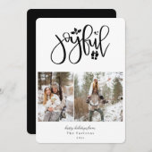 Elegante zwarte vreugdevolle foto feestdagenkaart (Voorkant / Achterkant)